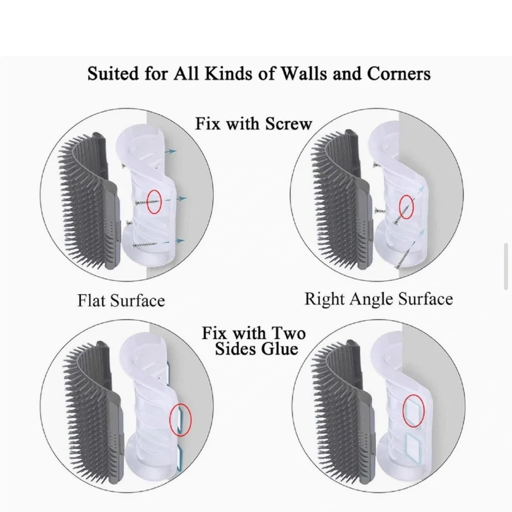 New 2 Pack Corner Brush for Cats, Self Groomer Grooming Wall Massage -5 left